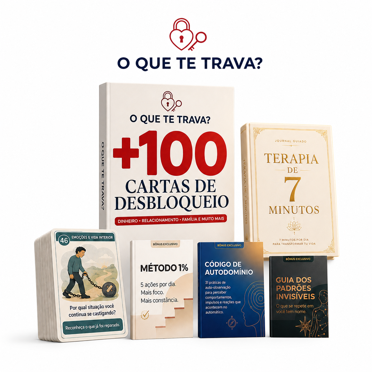 Mockup das +100 Cartas de Desbloqueio Emocional
