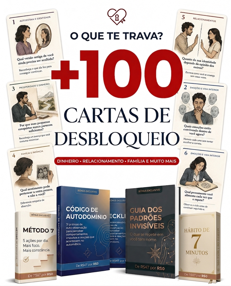 Mockup das +100 Cartas de Desbloqueio Emocional